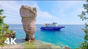 Tobermory FLOWERPOT Island Boat Cruise Tour on Lake Huron 4K