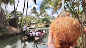 The Polynesian Cultural Center In Hawaii Is AMAZING - Canoe Ride & Island Tour / Drinking Coconuts