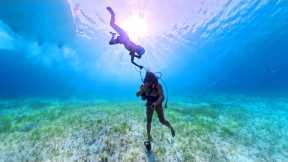 DAD TAKES 7 YR OLD CHILD SCUBA DIVING DEEP TO THE OCEAN FLOOR
