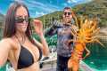 Diving for Big Crayfish in Tropical