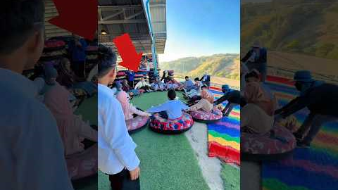 Friends Ride Giant Slide Together 😱